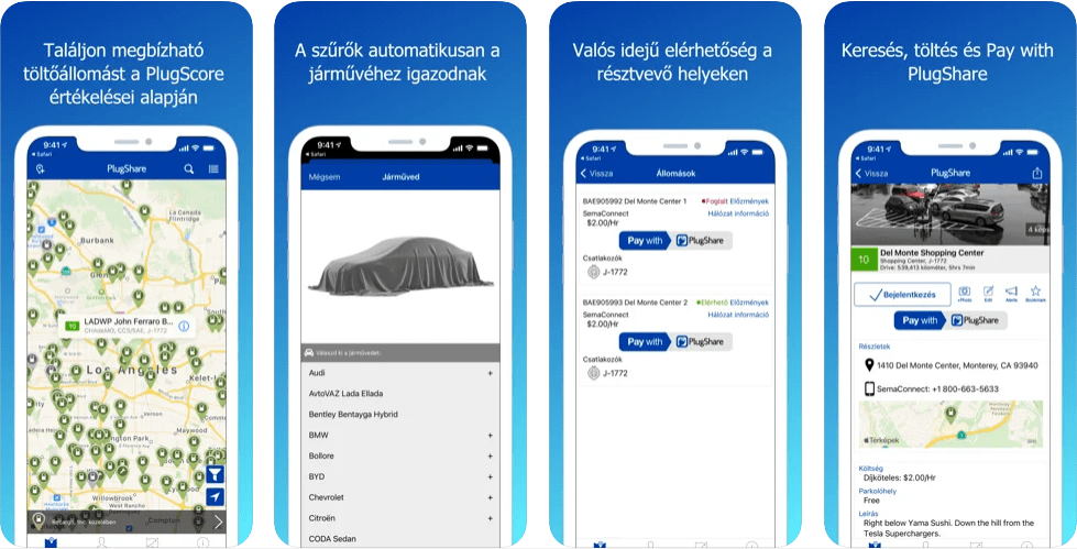 plugshare alkalmazás érdemes applikációt használni töltő keresése esetén ahol rengeteg váltakozó áramú töltőt találhatunk ha az autó lemerült